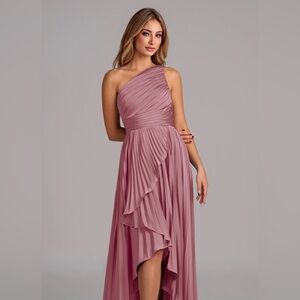 Azazie One-Shoulder Maxi Dress in Mauve